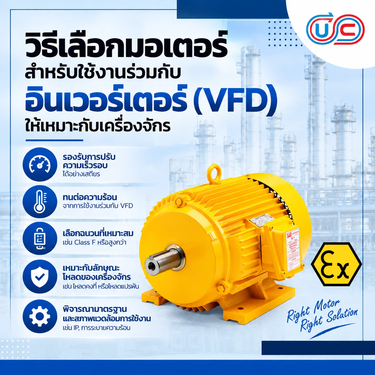 วิธีเลือกมอเตอร์สำหรับใช้งานร่วมกับอินเวอร์เตอร์ (VFD) ให้เหมาะกับเครื่องจักร